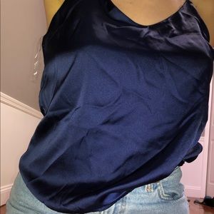 Navy blue silk tank